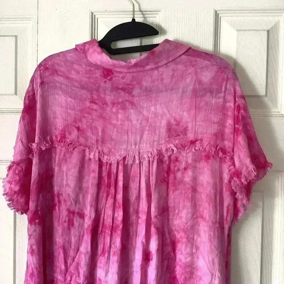 UMGEE Washed Pink  Tie Dye Shirt Mini Dress Frye  Hem Size Medium - Picture 8 of 12